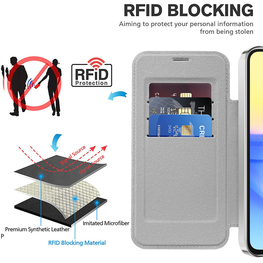 Custodia MagSafe per Samsung Galaxy A15 5G A156 / A15 A155, Techsuit, SmartMag Book, Grigio