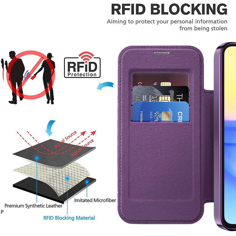 Custodia MagSafe per Samsung Galaxy A15 5G A156 / A15 A155, Techsuit, SmartMag Book, Viola