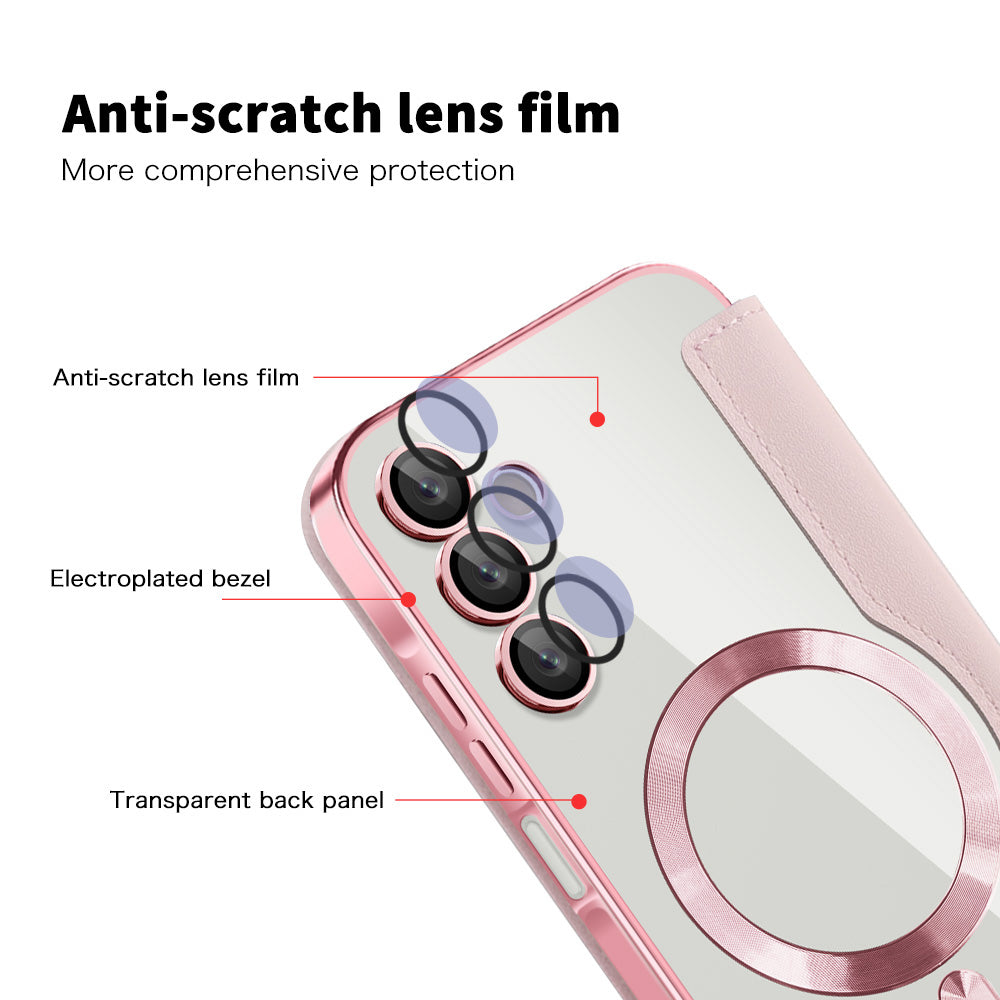 Custodia MagSafe per Samsung Galaxy A15 5G A156 / A15 A155, Techsuit, SmartMag Book, Rosa
