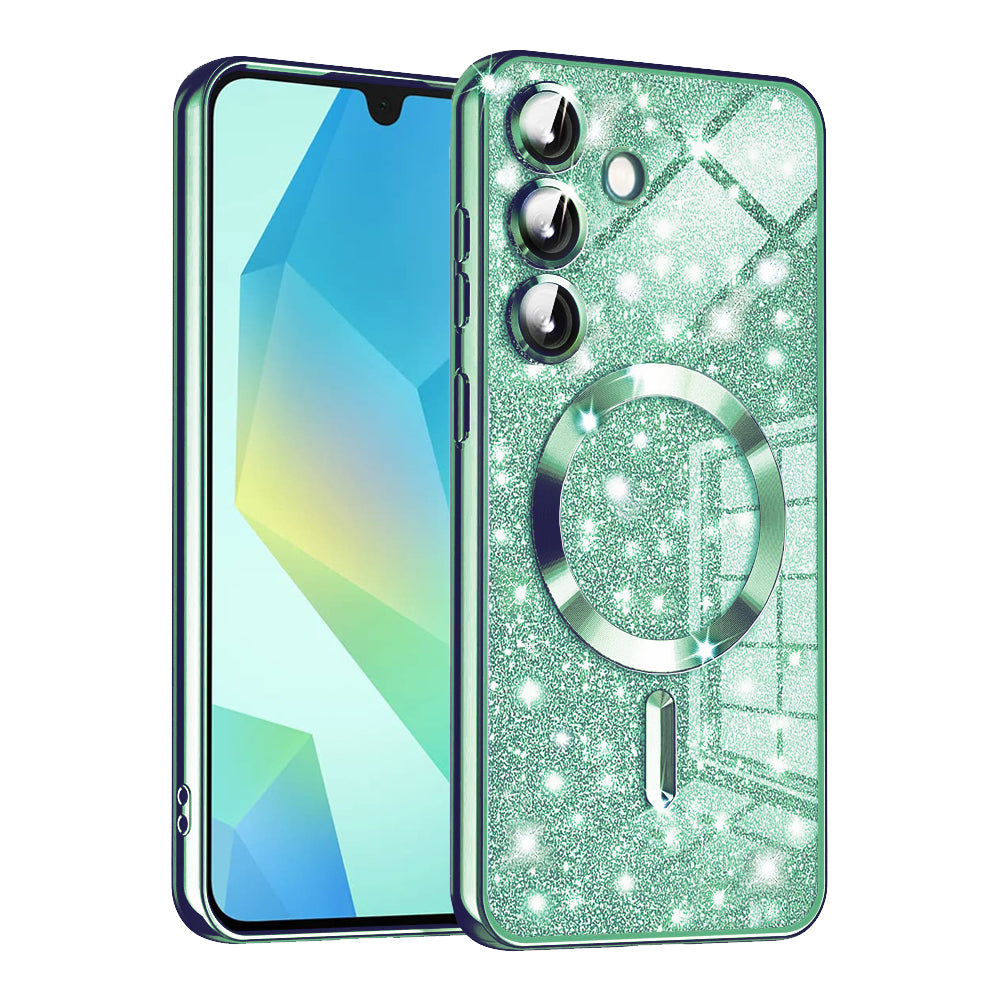 Custodia MagSafe per Samsung Galaxy A16 5G A166 / A16 4G A165, Techsuit, Luxury Glitter, Verde Chiaro