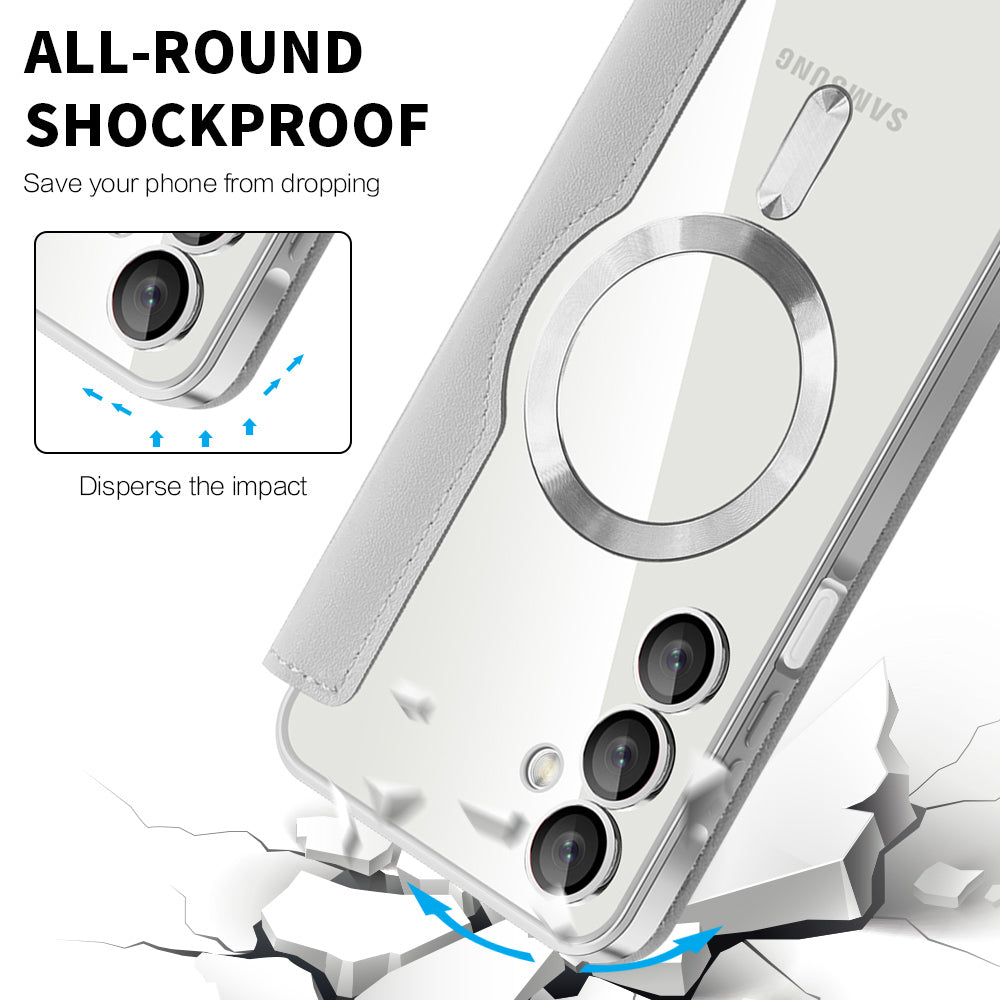Custodia MagSafe per Samsung Galaxy A16 5G A166 / A16 4G A165, Techsuit, SmartMag Book, Grigio