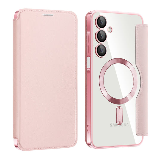 Custodia MagSafe per Samsung Galaxy A16 5G A166 / A16 4G A165, Techsuit, SmartMag Book, Rosa