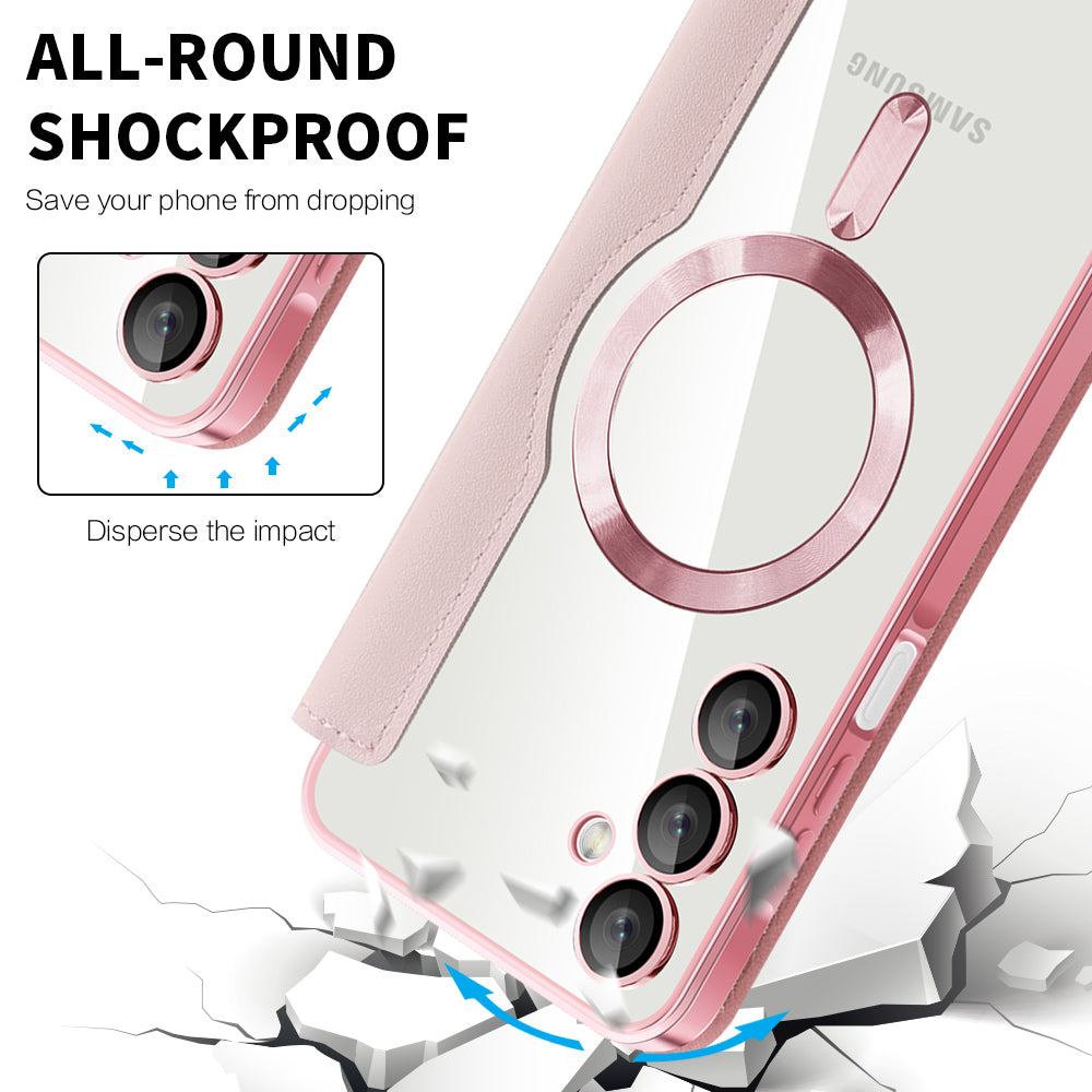 Custodia MagSafe per Samsung Galaxy A16 5G A166 / A16 4G A165, Techsuit, SmartMag Book, Rosa