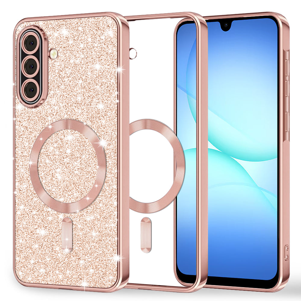 Custodia MagSafe per Samsung Galaxy A17 4G / A17 5G, Techsuit, Luxury Glitter, Rosa