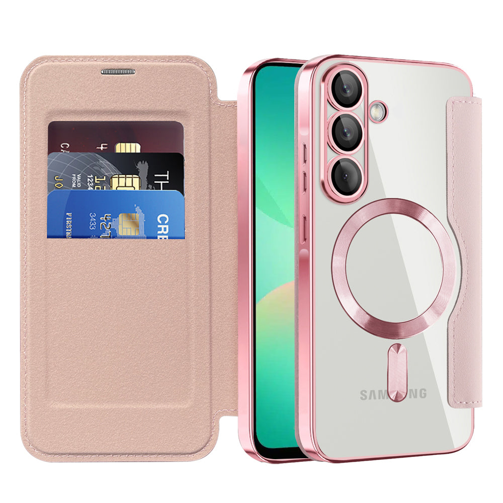 Custodia MagSafe per Samsung Galaxy A26 A266, Techsuit, SmartMag Book, Rosa