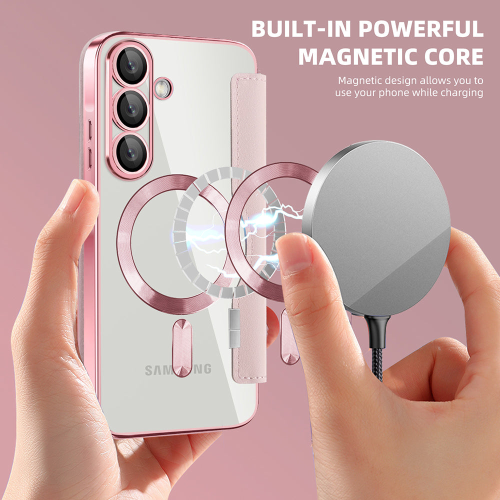 Custodia MagSafe per Samsung Galaxy A26 A266, Techsuit, SmartMag Book, Rosa
