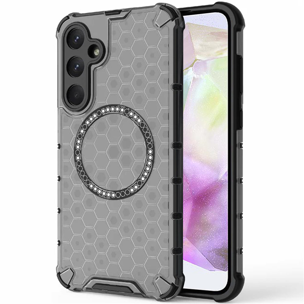 Custodia MagSafe per Samsung Galaxy A35 5G A356, Techsuit, HoneyComb Shield, Nera