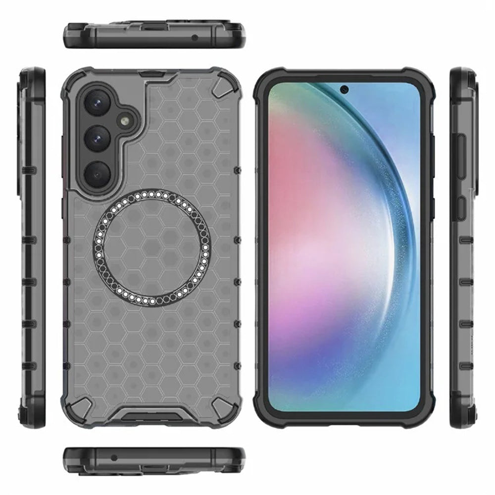 Custodia MagSafe per Samsung Galaxy A35 5G A356, Techsuit, HoneyComb Shield, Nera