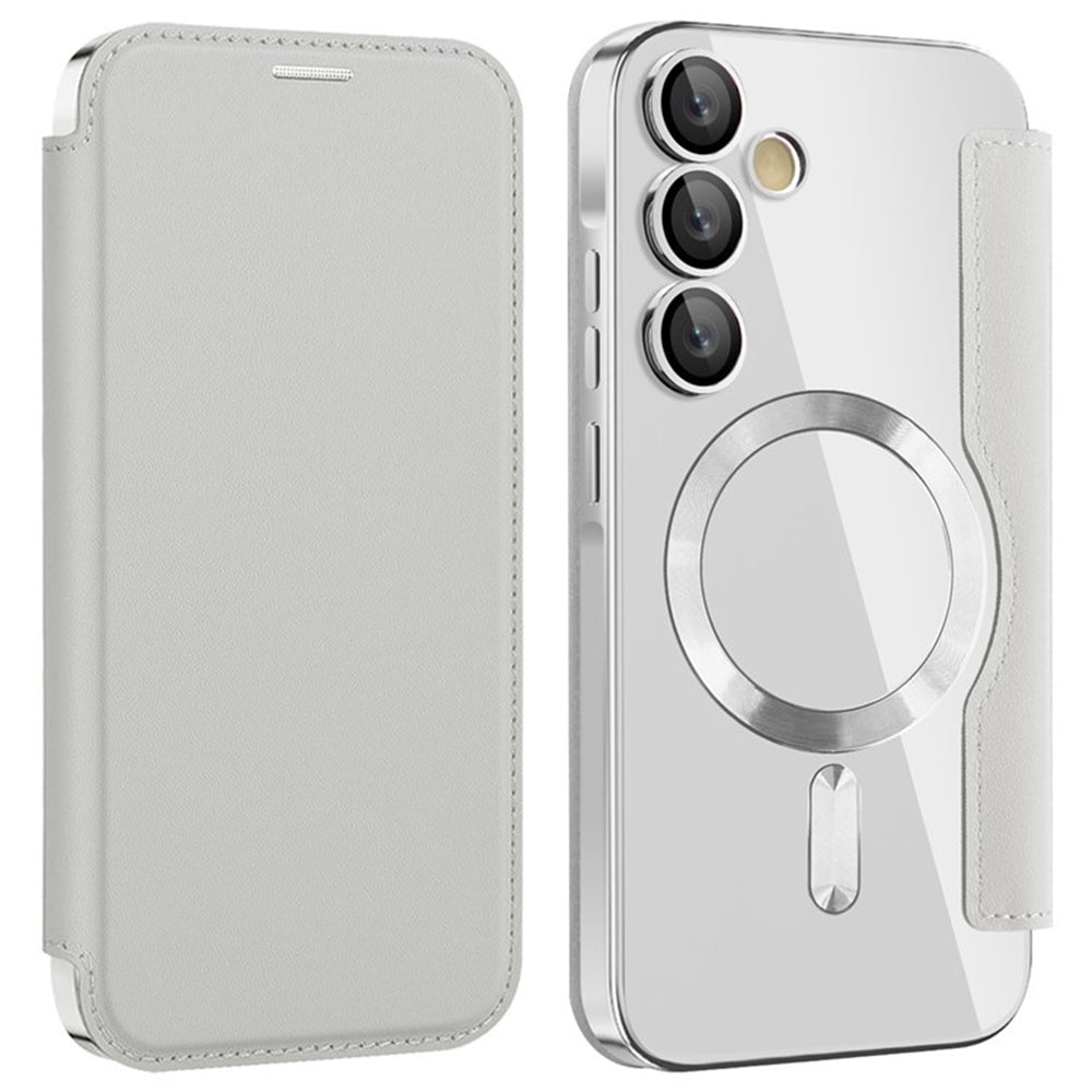 Custodia MagSafe per Samsung Galaxy A35 5G A356, Techsuit, SmartMag Book, Grigio