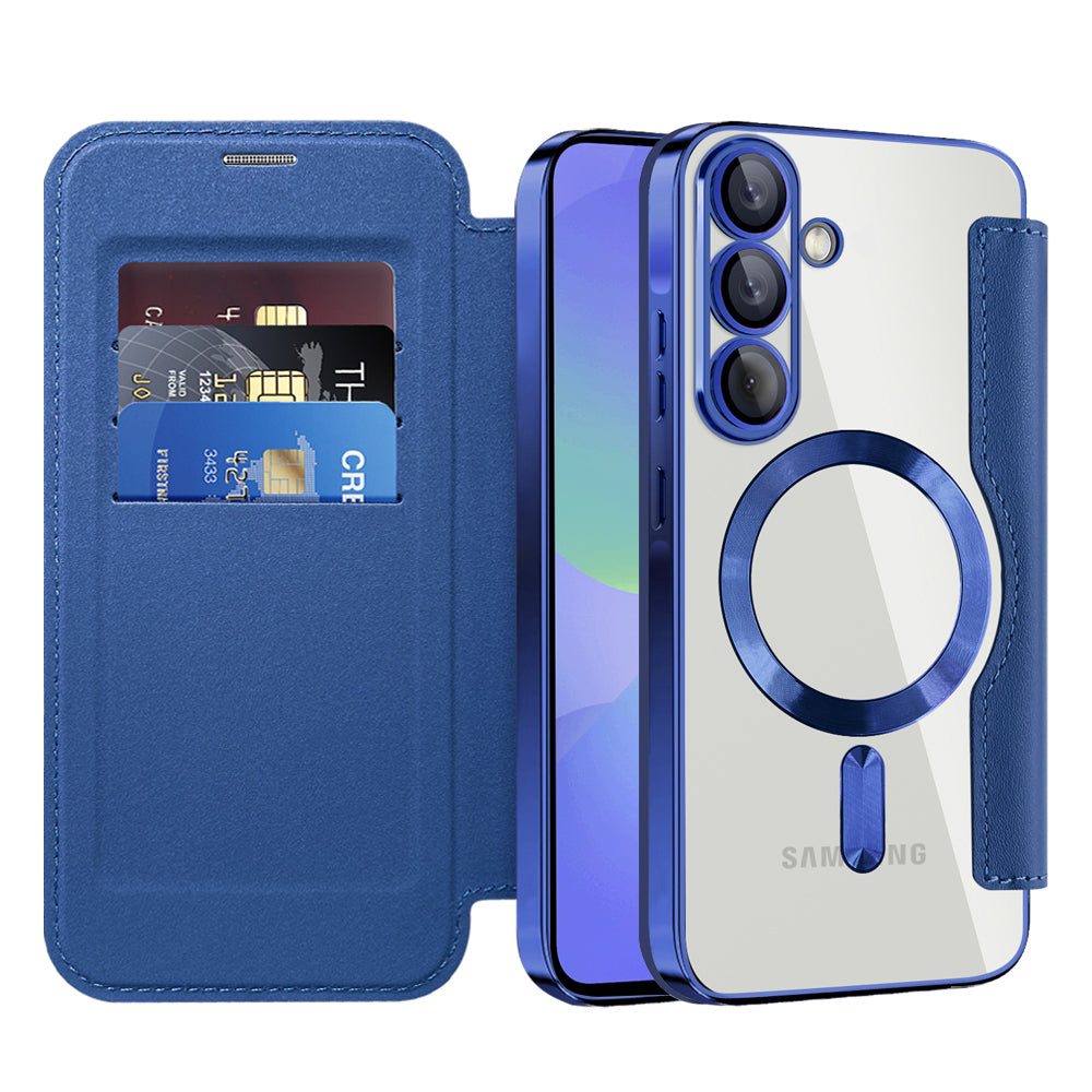 Custodia MagSafe per Samsung Galaxy A36 A366, Techsuit, SmartMag Book, Blu