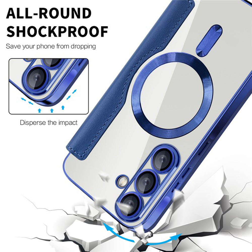 Custodia MagSafe per Samsung Galaxy A36 A366, Techsuit, SmartMag Book, Blu