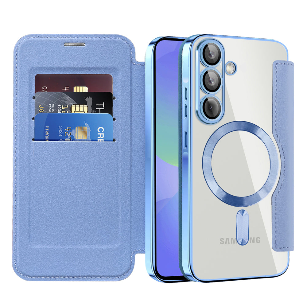 Custodia MagSafe per Samsung Galaxy A36 A366, Techsuit, SmartMag Book, Blu