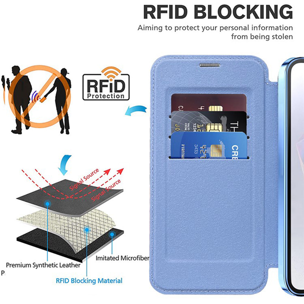 Custodia MagSafe per Samsung Galaxy A36 A366, Techsuit, SmartMag Book, Blu