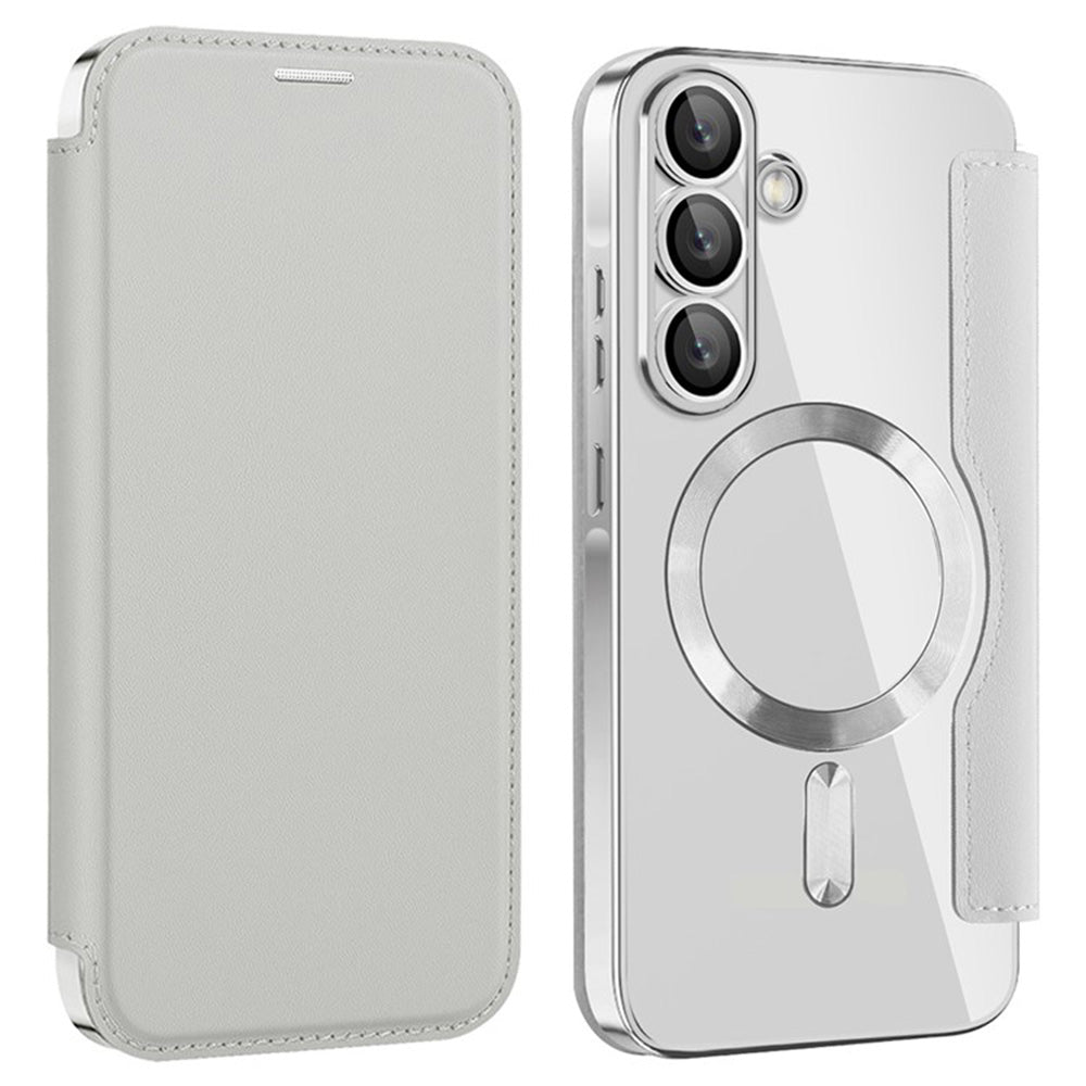 Custodia MagSafe per Samsung Galaxy A36 A366, Techsuit, SmartMag Book, Grigio