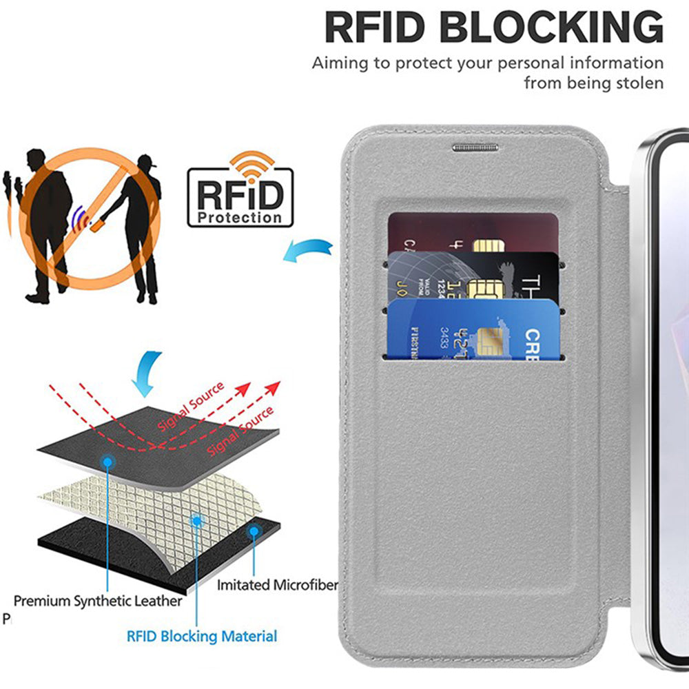 Custodia MagSafe per Samsung Galaxy A36 A366, Techsuit, SmartMag Book, Grigio