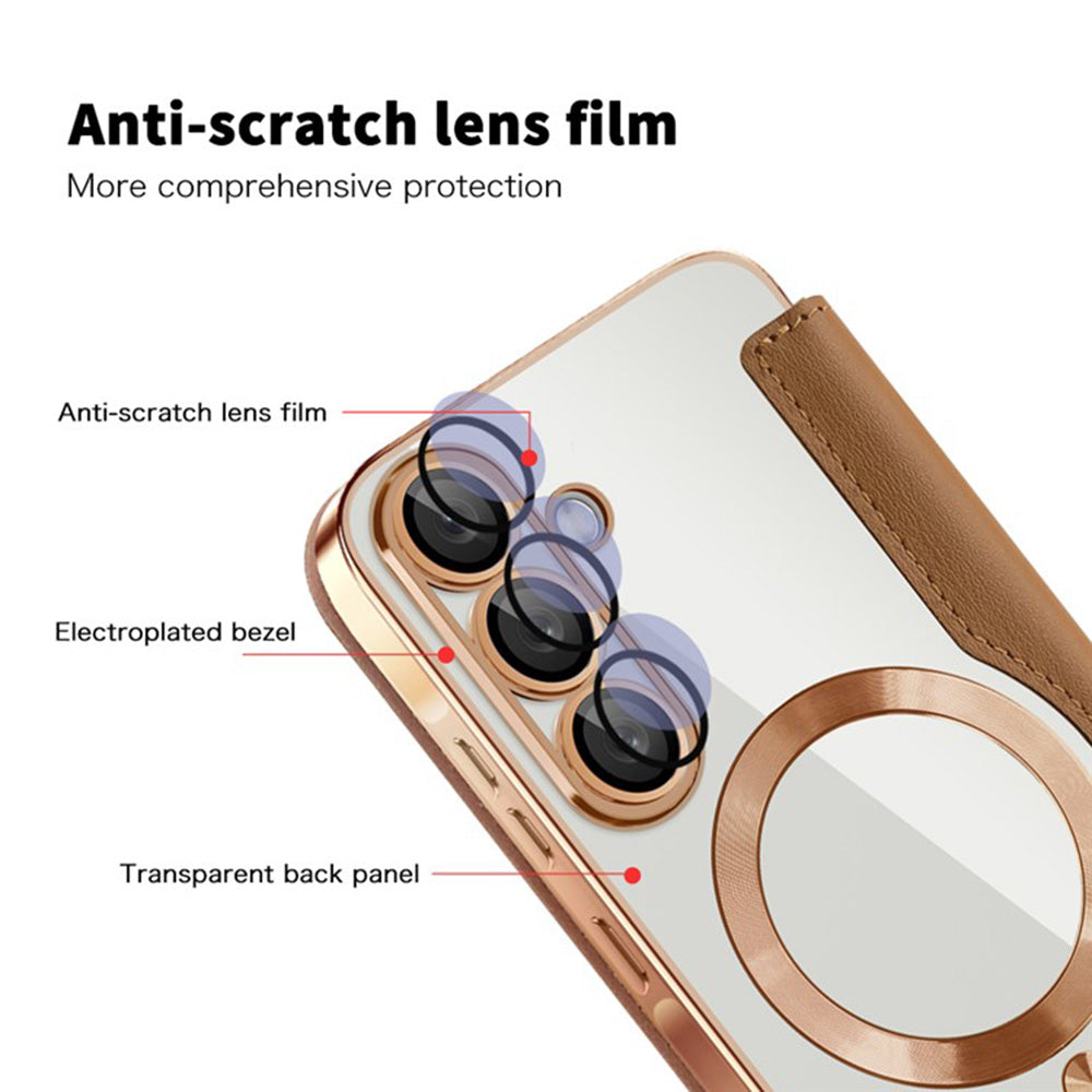 Custodia MagSafe per Samsung Galaxy A36 A366, Techsuit, SmartMag Book, Marrone