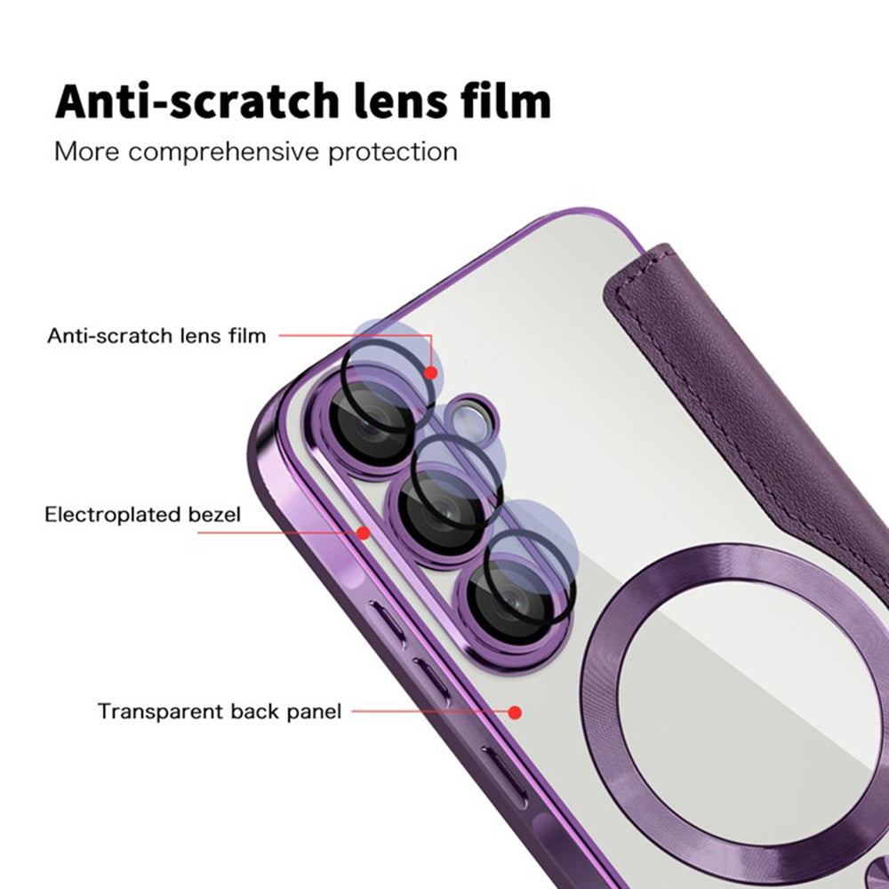 Custodia MagSafe per Samsung Galaxy A36 A366, Techsuit, SmartMag Book, Viola