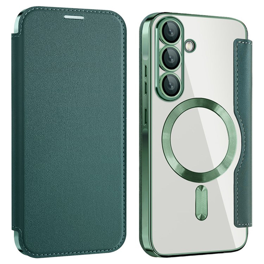 Custodia MagSafe per Samsung Galaxy A36 A366, Techsuit, SmartMag Book, Verde