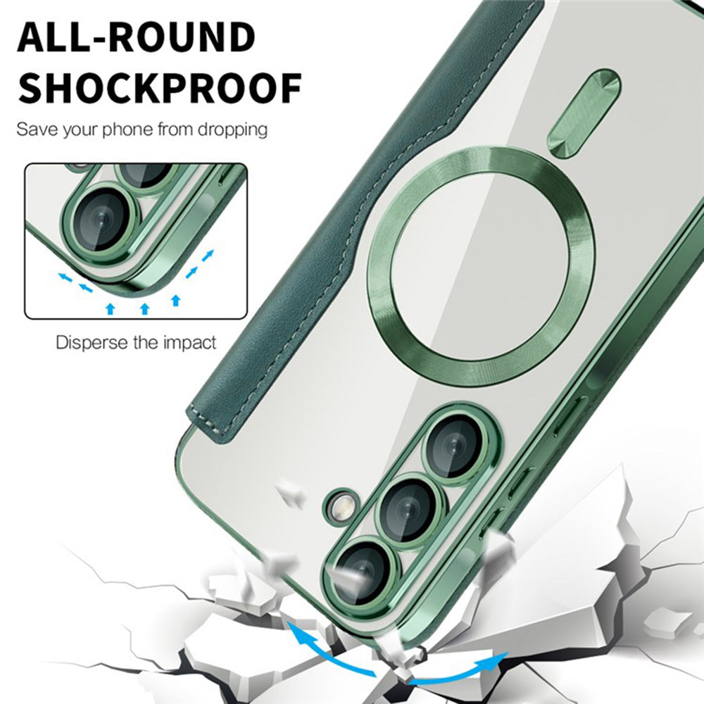 Custodia MagSafe per Samsung Galaxy A36 A366, Techsuit, SmartMag Book, Verde