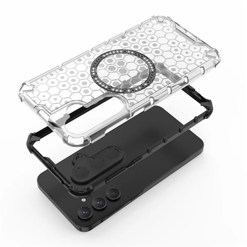 Custodia MagSafe per Samsung Galaxy A55 5G A556, Techsuit, HoneyComb Shield, Bianca