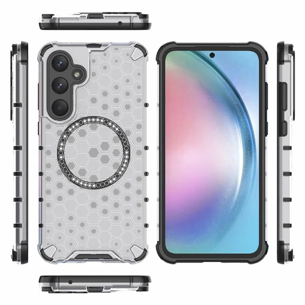 Custodia MagSafe per Samsung Galaxy A55 5G A556, Techsuit, HoneyComb Shield, Bianca