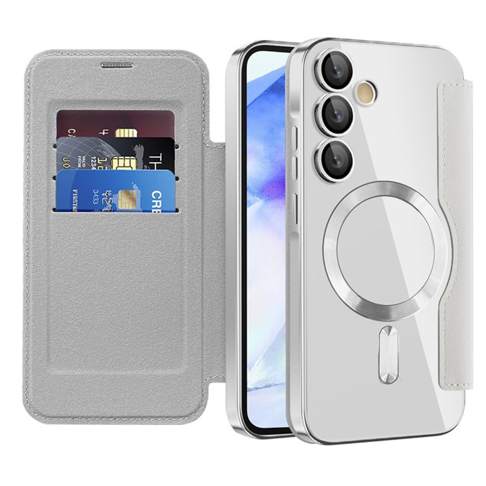 Custodia MagSafe per Samsung Galaxy A55 5G A556, Techsuit, SmartMag Book, Grigio