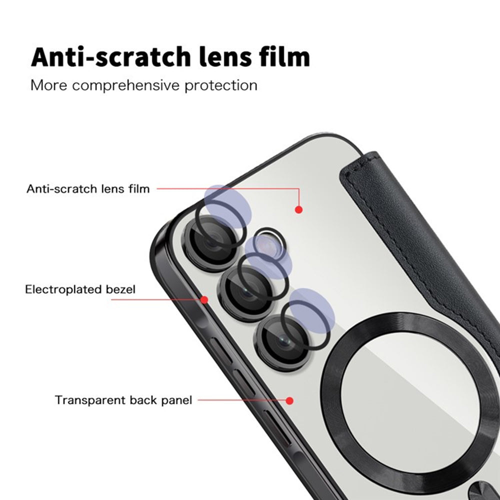 Custodia MagSafe per Samsung Galaxy A55 5G A556, Techsuit, SmartMag Book, Nera