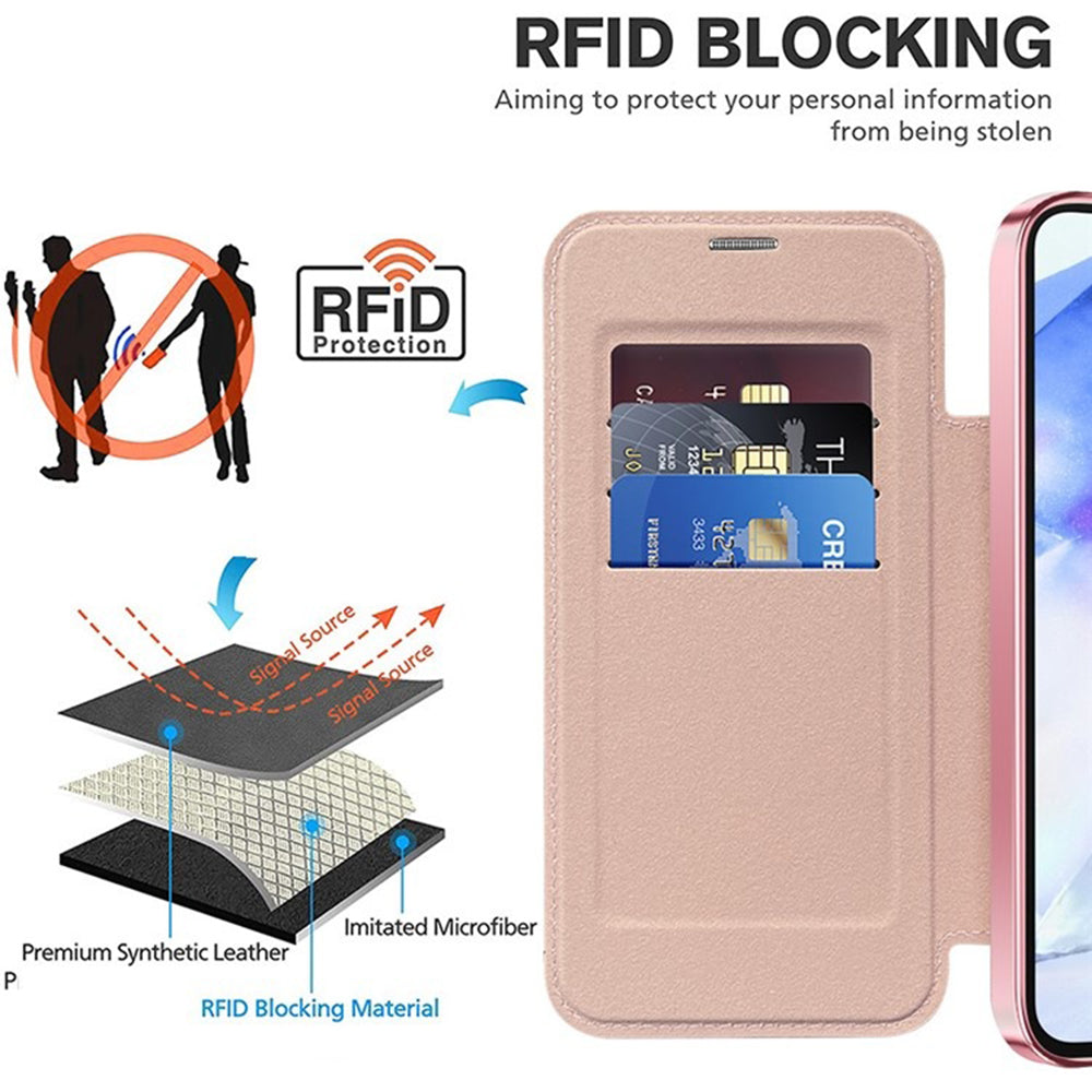 Custodia MagSafe per Samsung Galaxy A55 5G A556, Techsuit, SmartMag Book, Rosa