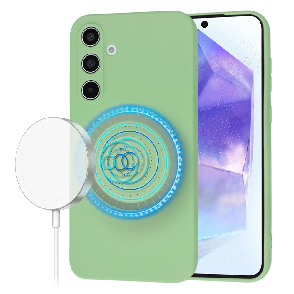 Custodia MagSafe per Samsung Galaxy A55 5G A556, Techsuit, SoftFlex, Verde Chiaro