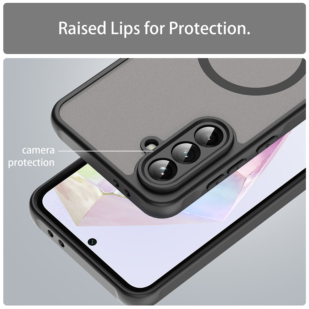 Custodia MagSafe per Samsung Galaxy A56 A566, Techsuit, HaloFrost II, Nera