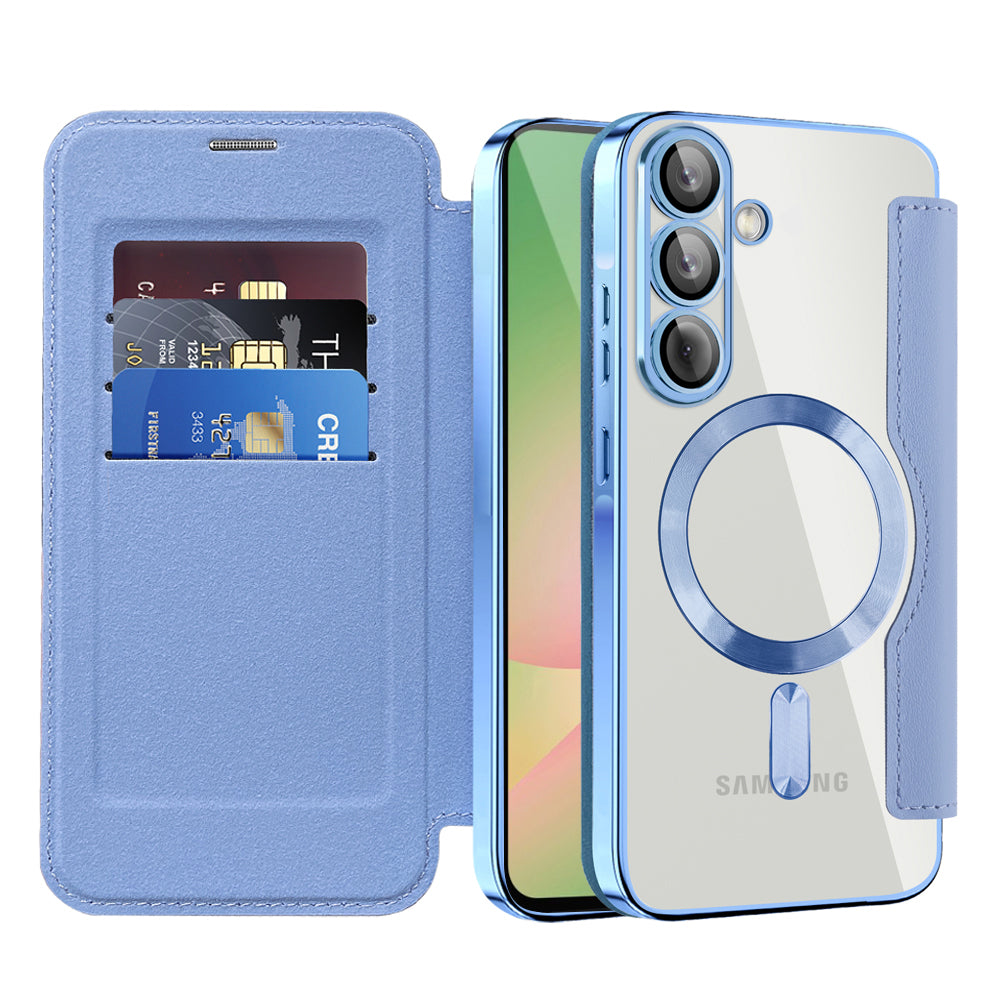 Custodia MagSafe per Samsung Galaxy A56 A566, Techsuit, SmartMag Book, Blu