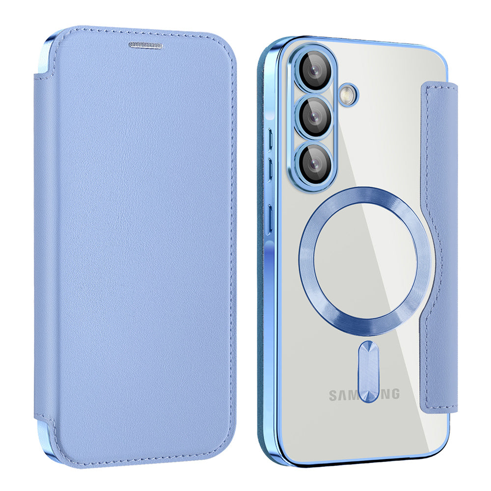 Custodia MagSafe per Samsung Galaxy A56 A566, Techsuit, SmartMag Book, Blu