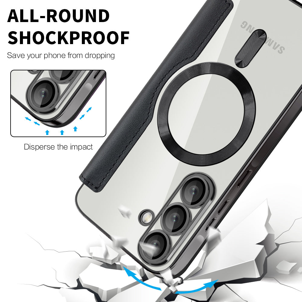 Custodia MagSafe per Samsung Galaxy A56 A566, Techsuit, SmartMag Book, Nera