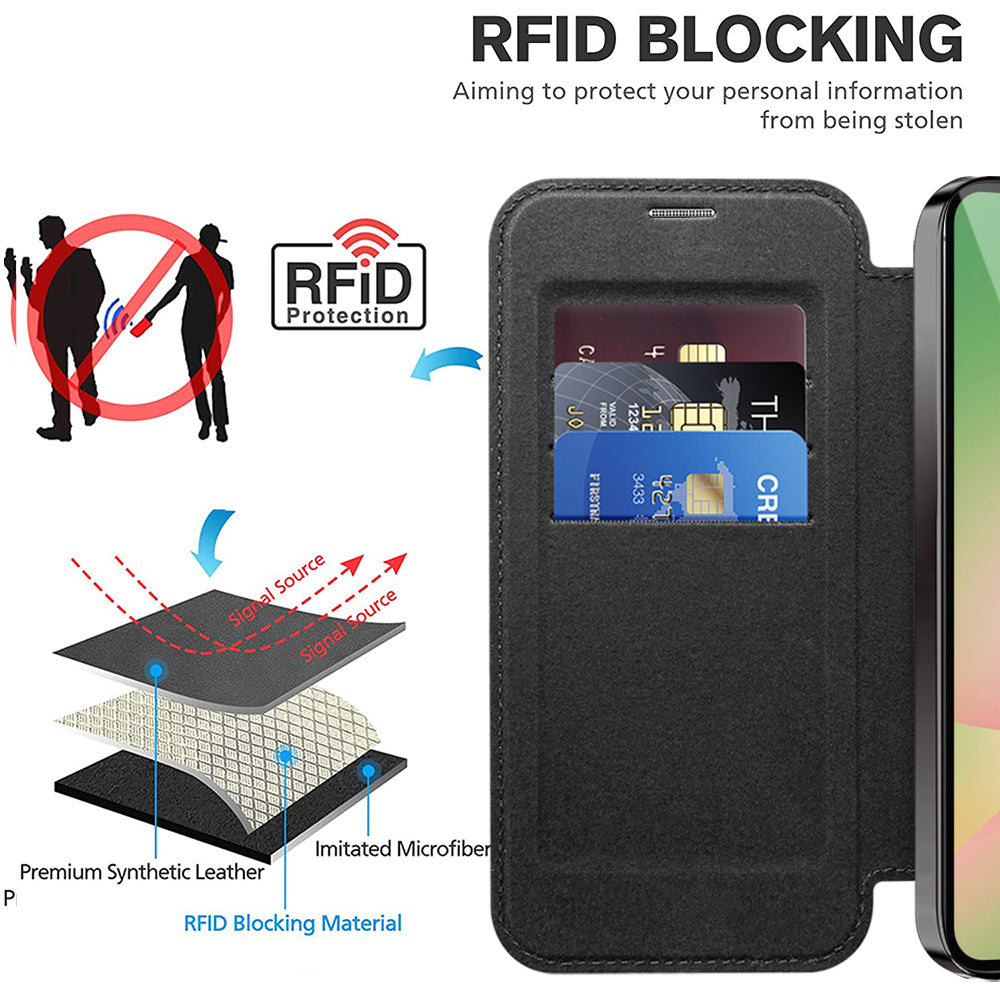 Custodia MagSafe per Samsung Galaxy A56 A566, Techsuit, SmartMag Book, Nera