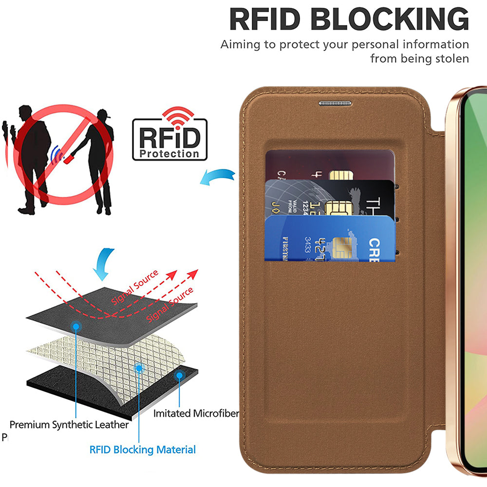 Custodia MagSafe per Samsung Galaxy A57 5G, Techsuit, SmartMag Book, Marrone