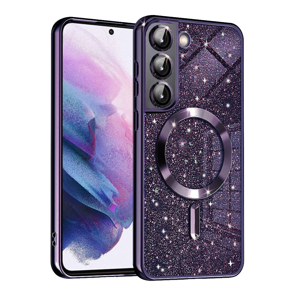 Custodia MagSafe per Samsung Galaxy S22 5G S901, Techsuit, Luxury Glitter, Viola Scuro