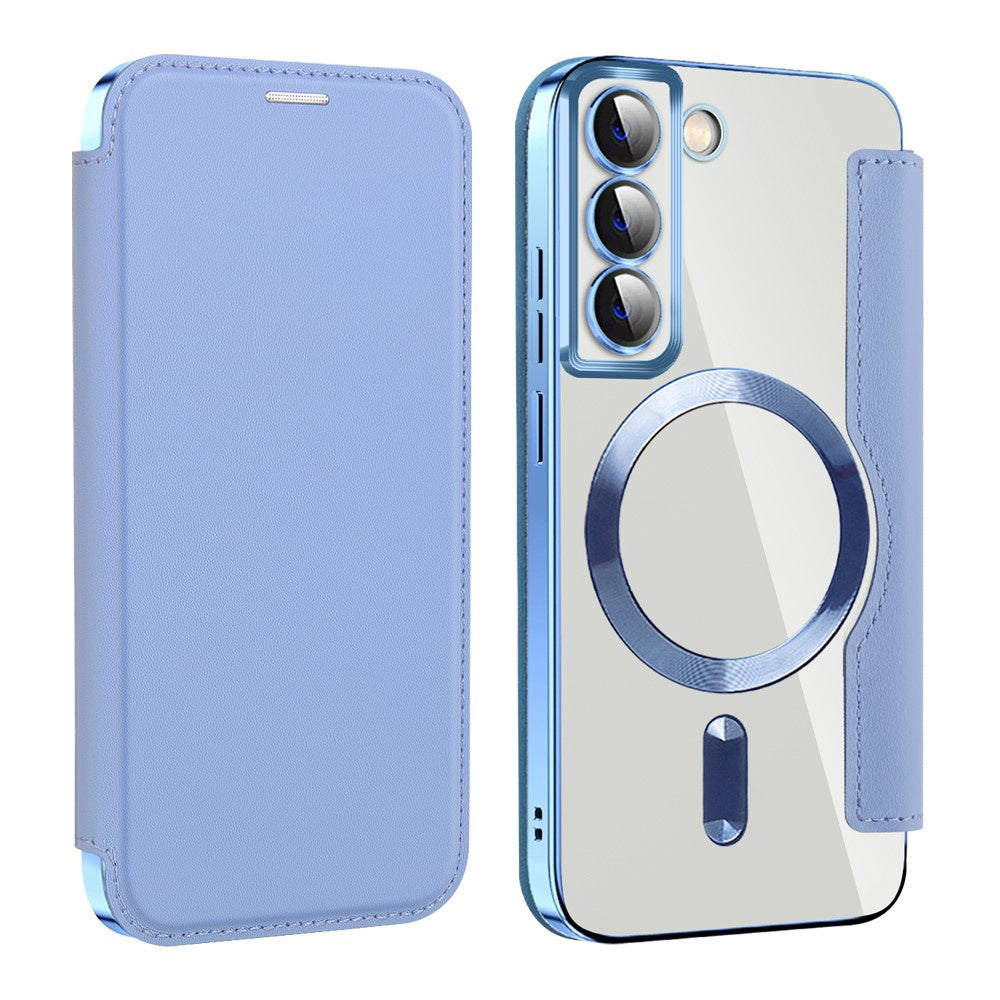 Custodia MagSafe per Samsung Galaxy S22 5G S901, Techsuit, SmartMag Book, Blu