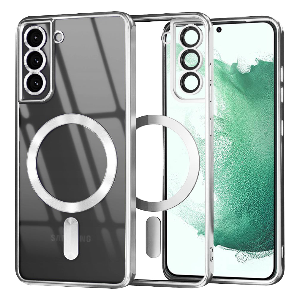 Custodia MagSafe per Samsung Galaxy S22+ 5G S906, Techsuit, Luxury Crystal, Argento