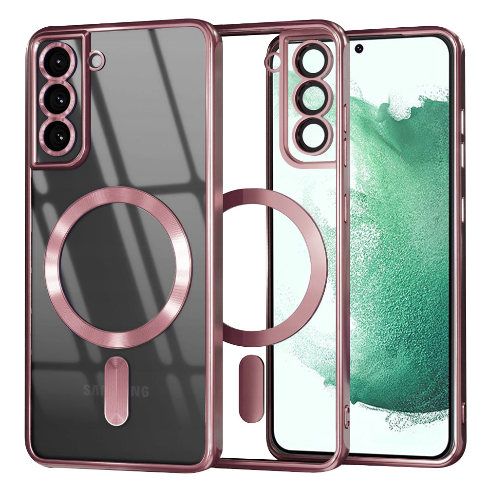 Custodia MagSafe per Samsung Galaxy S22+ 5G S906, Techsuit, Luxury Crystal, Rosa