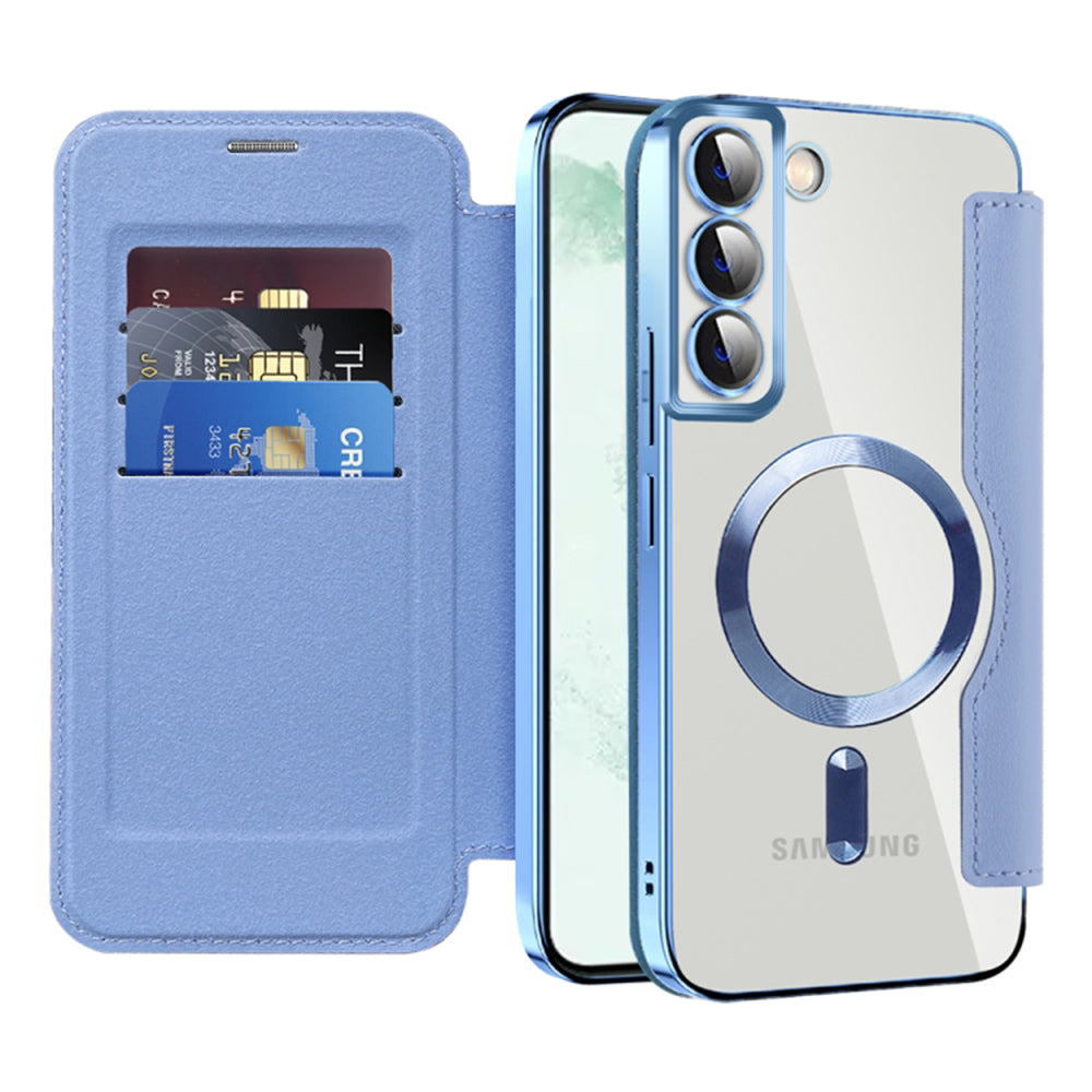 Custodia MagSafe per Samsung Galaxy S22+ 5G S906, Techsuit, SmartMag Book, Blu