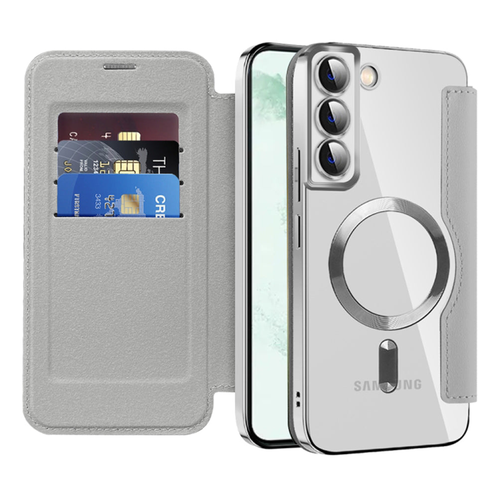 Custodia MagSafe per Samsung Galaxy S22+ 5G S906, Techsuit, SmartMag Book, Grigio