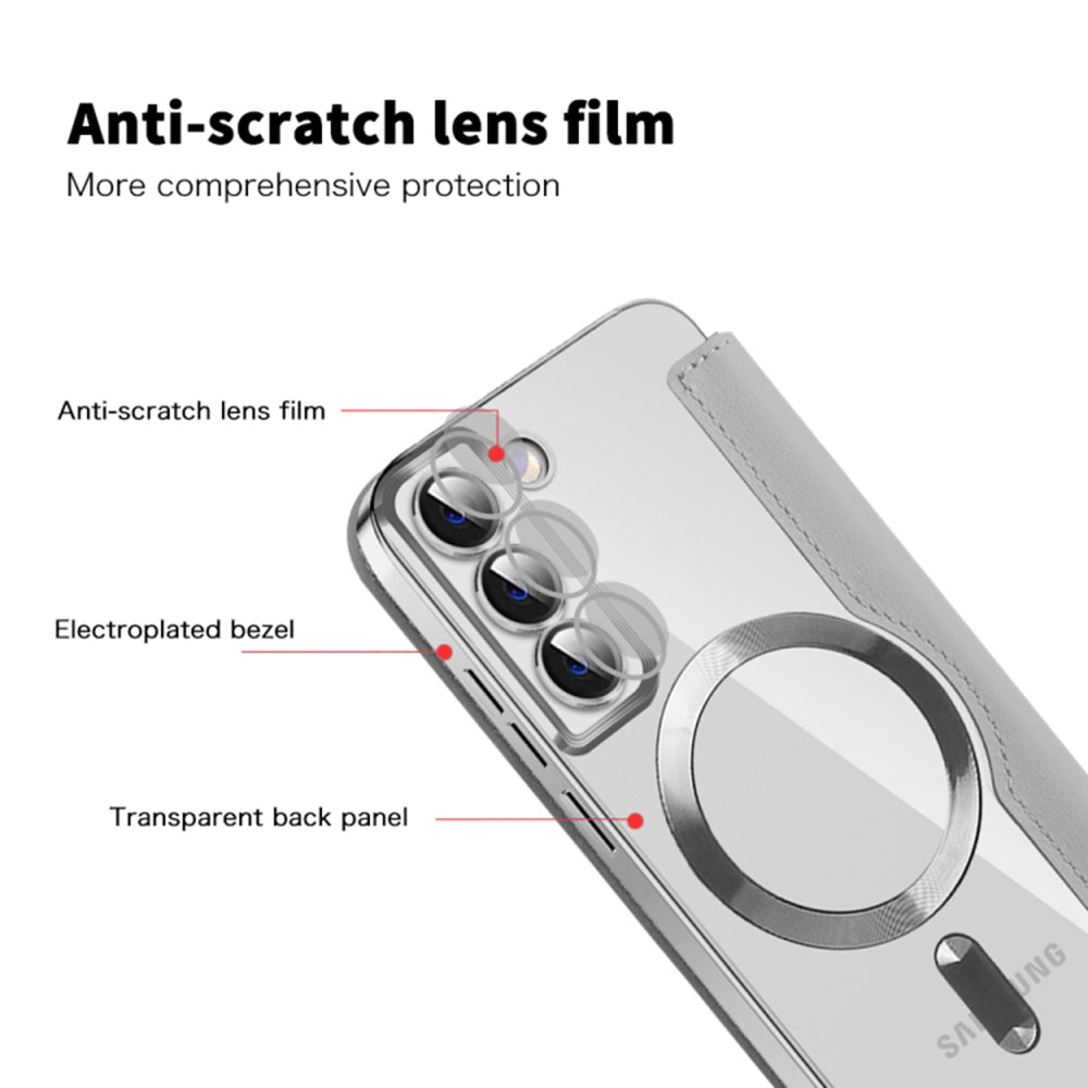 Custodia MagSafe per Samsung Galaxy S22+ 5G S906, Techsuit, SmartMag Book, Grigio