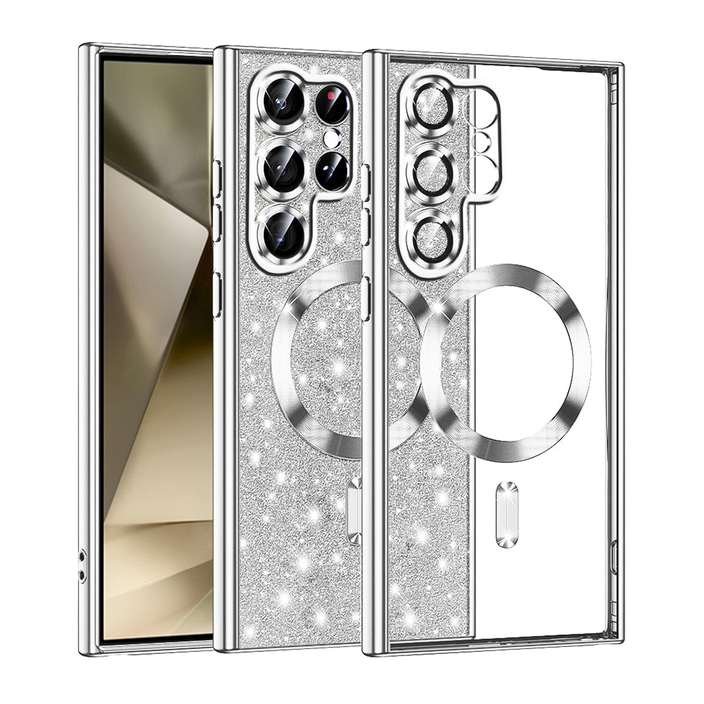 Custodia MagSafe per Samsung Galaxy S22 Ultra 5G S908, Techsuit, Luxury Glitter, Argento