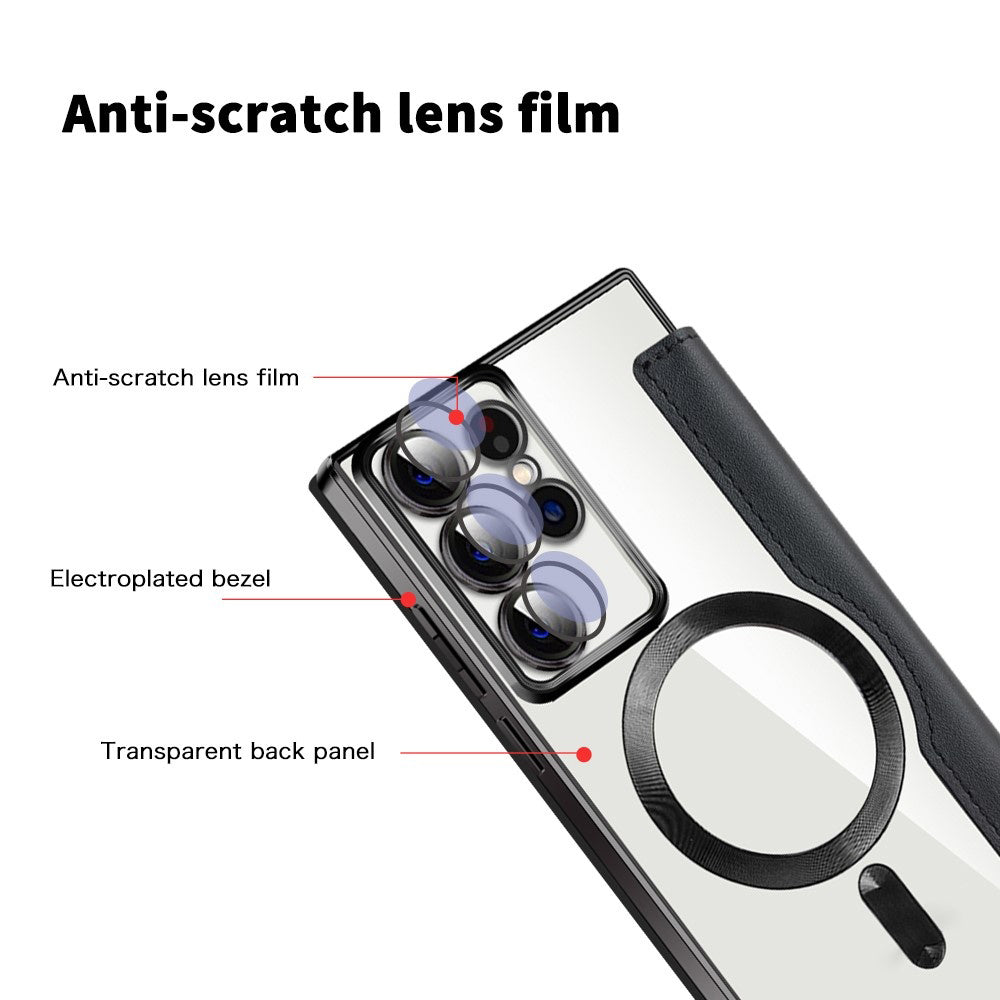 Custodia MagSafe per Samsung Galaxy S22 Ultra 5G S908, Techsuit, SmartMag Book, Nera