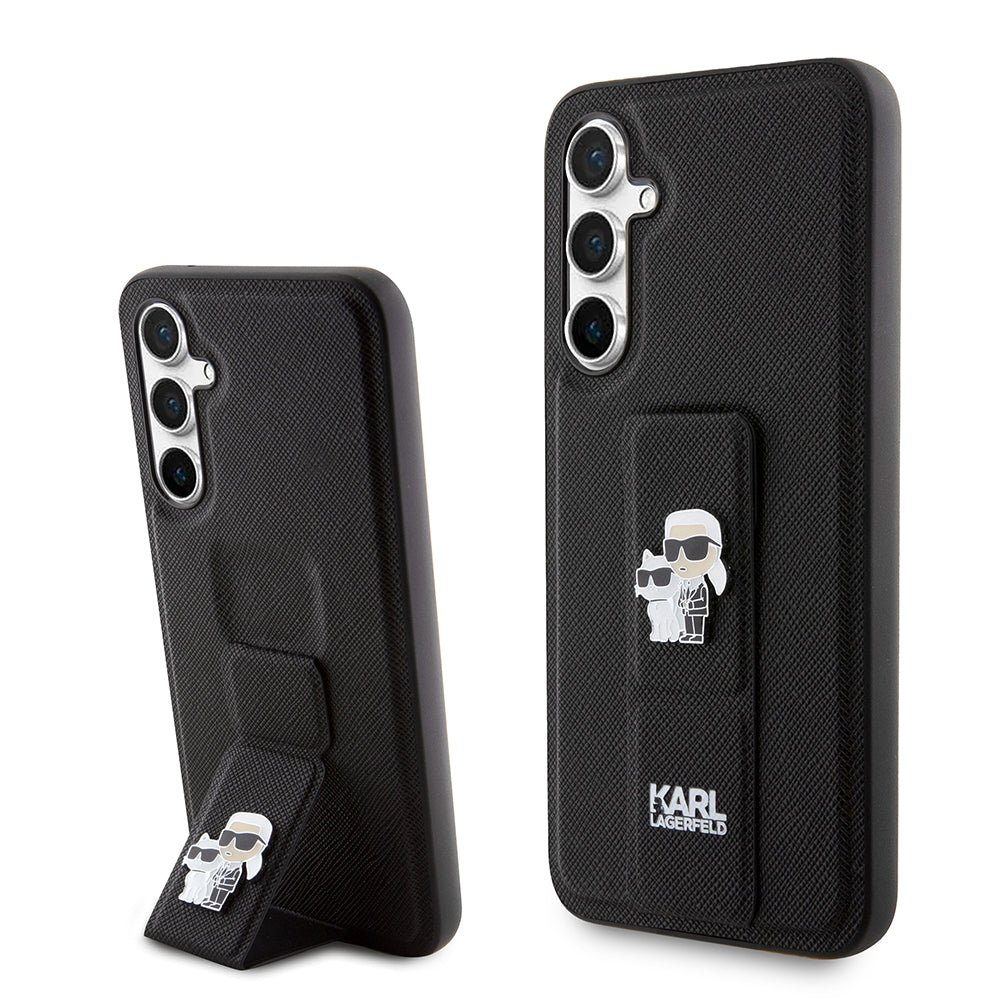 Custodia MagSafe per Samsung Galaxy S23 FE S711, Karl Lagerfeld, Saffiano Gripstand Karl & Choupette, Blu