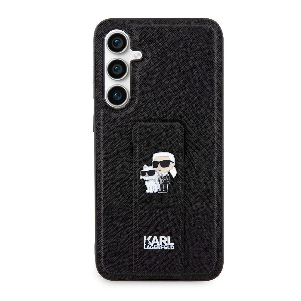 Custodia MagSafe per Samsung Galaxy S23 FE S711, Karl Lagerfeld, Saffiano Gripstand Karl & Choupette, Blu