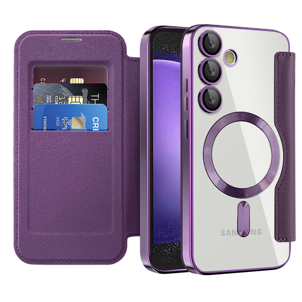 Custodia MagSafe per Samsung Galaxy S23 FE S711, Techsuit, SmartMag Book, Viola
