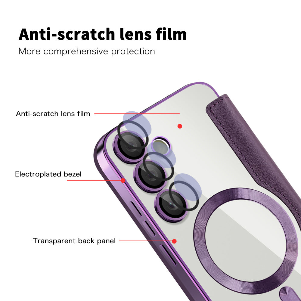 Custodia MagSafe per Samsung Galaxy S23 FE S711, Techsuit, SmartMag Book, Viola