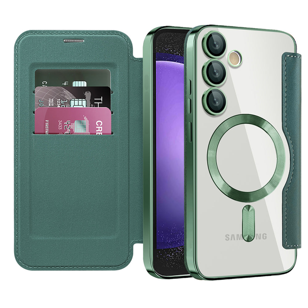 Custodia MagSafe per Samsung Galaxy S23 FE S711, Techsuit, SmartMag Book, Verde