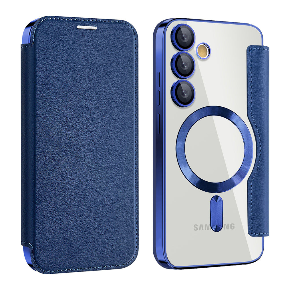 Custodia MagSafe per Samsung Galaxy S23+ S916, Techsuit, SmartMag Book, Blu